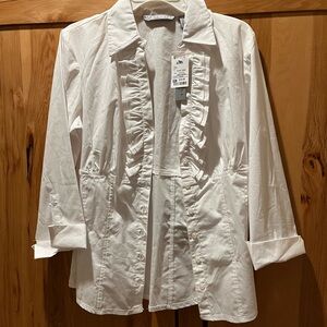 Signature by Larry Levine button-down ruffle front size large NWT